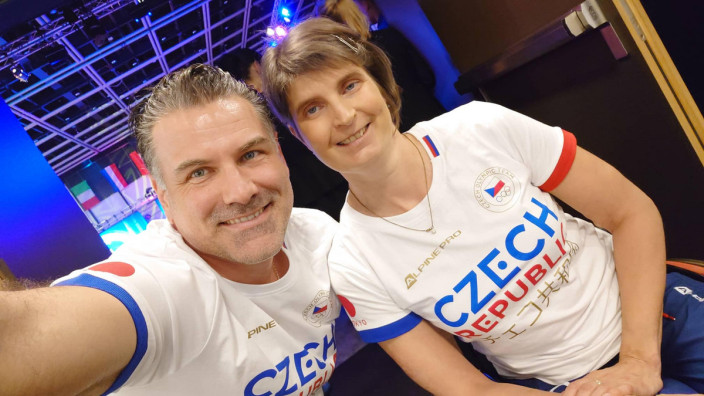 Jan Beránek a Marcela Řasová v reprezentačním dresu